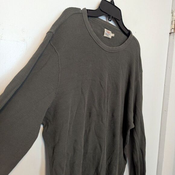 Faherty Men's Long Sleeve Cloud Waffle Crew, Deep Fern Heather Size XL - Picture 3 of 8